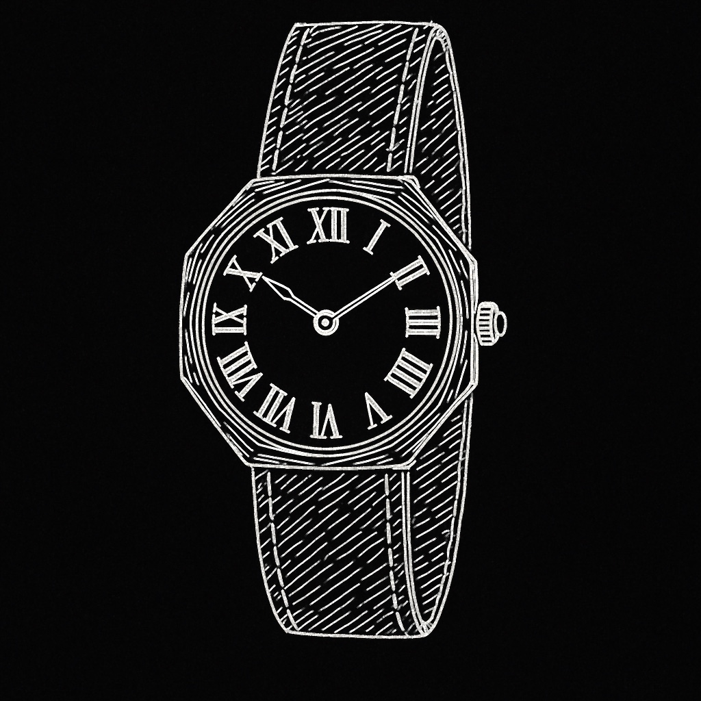 Blueprint illustration of Cartier decagonal